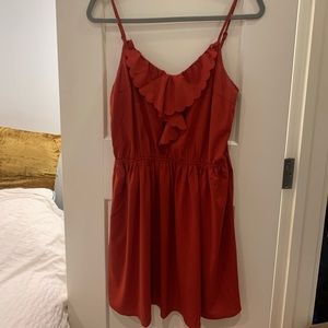 Red-Orange Boutique Dress w/ Ruffle Detail